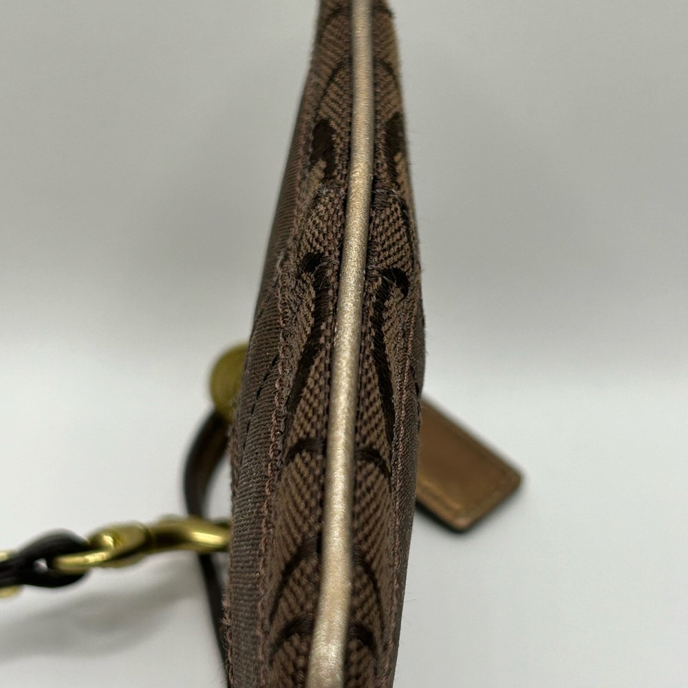 Coach Signature Brown Canvas 66th Anniversary Double Zip Wristlet 6” x 4.5” - Picture 3 of 10